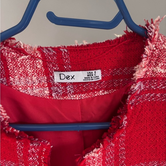 Dex Red Plaid Tweed Jacket  small - Picture 6 of 6